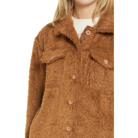 Cotton Emporium Fuzzy Front Pockets Shirt Jacket Shacket - Picture 3 of 10